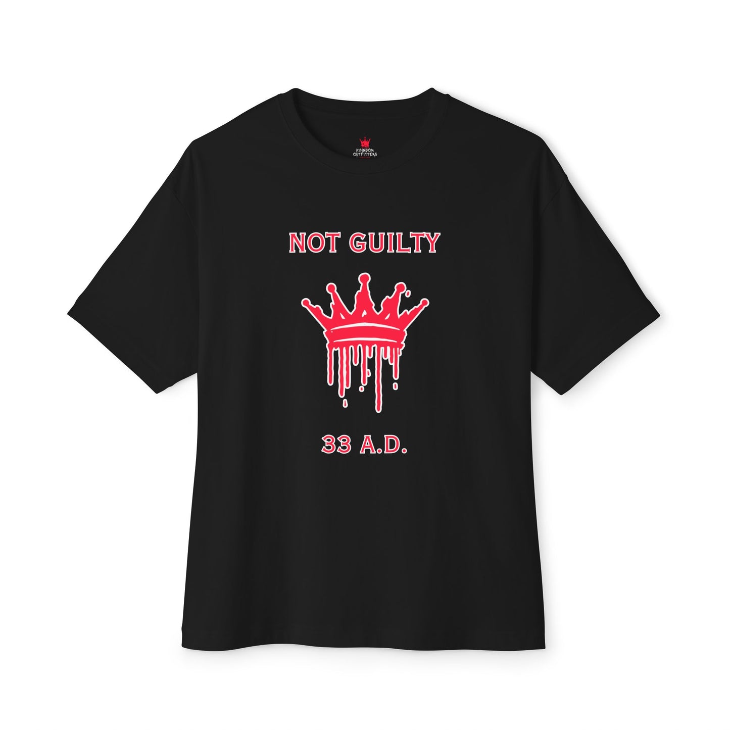 "Not Guilty 33 A.D. Oversized Drop Shoulder Heavyweight Boxy T-Shirt - Faith-Based Streetwear"