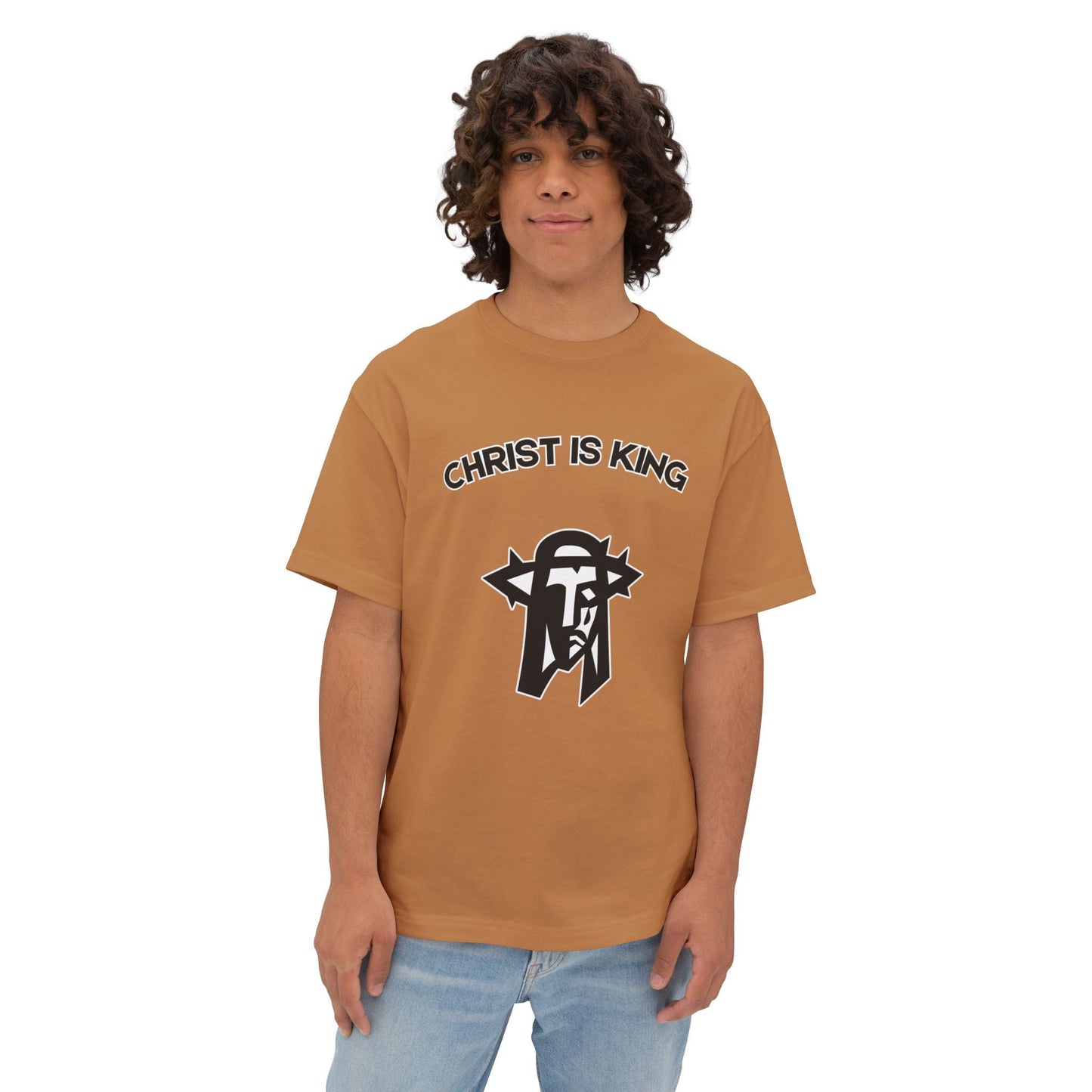 "Christ is King Oversized Heavyweight 6oz Boxy Streetwear T-Shirt" - T-Shirt | Kingdom Outfitters