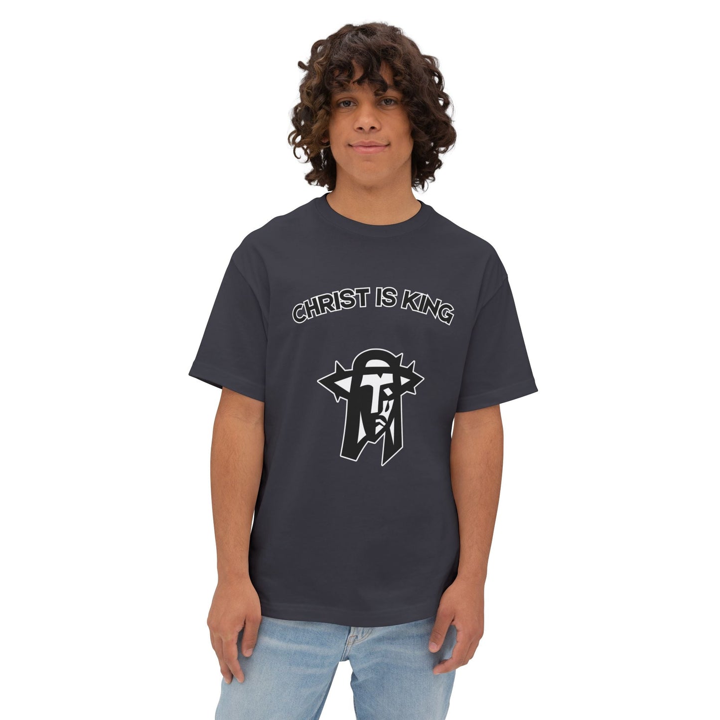 "Christ is King Oversized Heavyweight 6oz Boxy Streetwear T-Shirt" - T-Shirt | Kingdom Outfitters