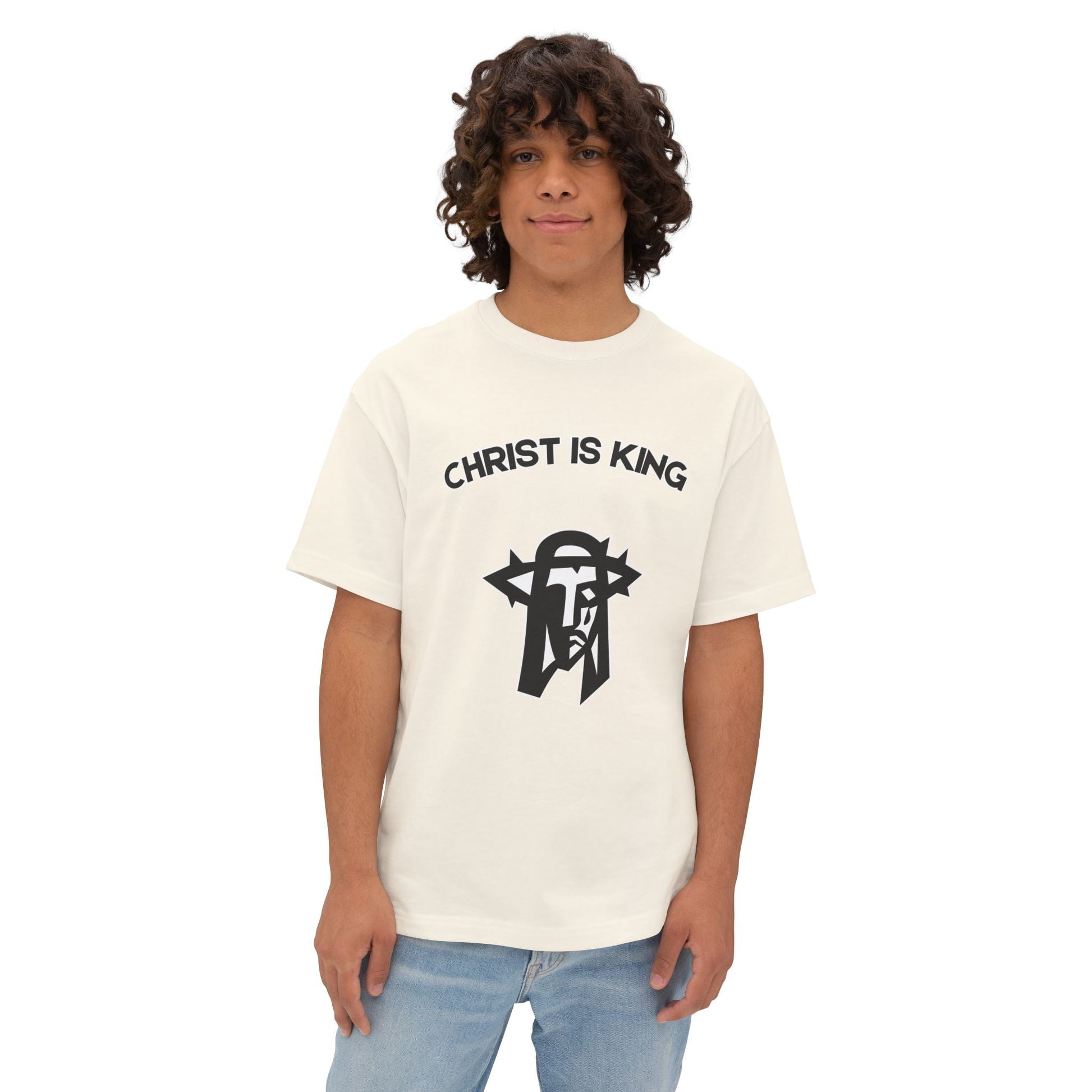 "Christ is King Oversized Heavyweight 6oz Boxy Streetwear T-Shirt" - T-Shirt | Kingdom Outfitters