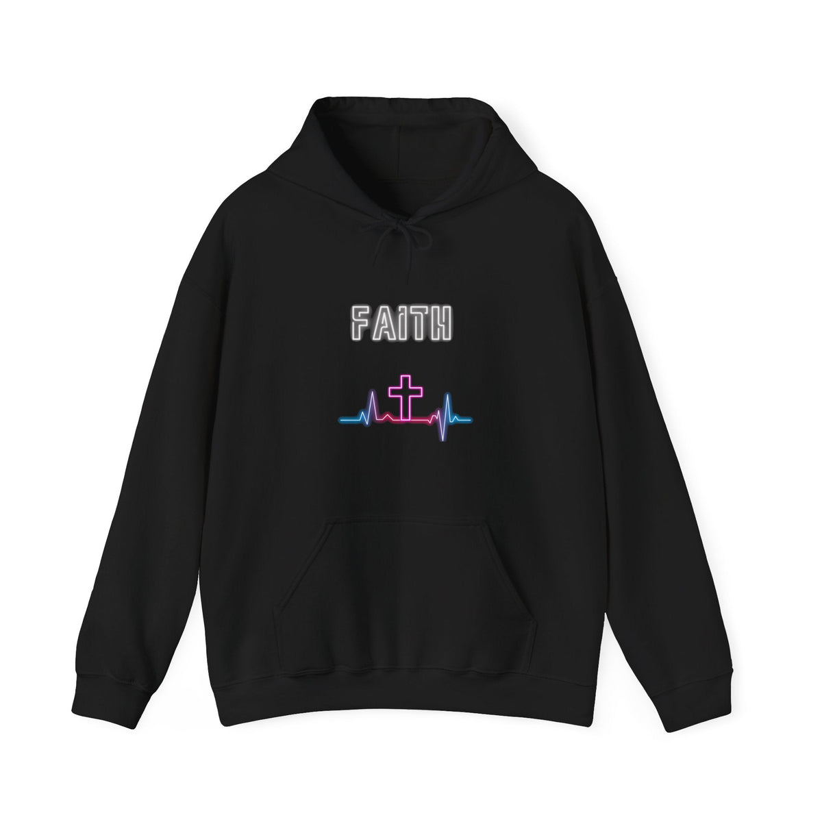 "Faith Pulse Hoodie - Neon Cross Christian Sweatshirt" - Hoodie | Kingdom Outfitters