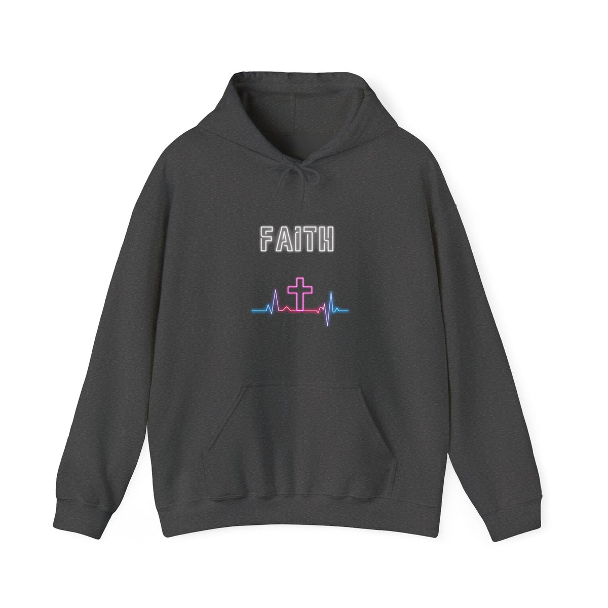 "Faith Pulse Hoodie - Neon Cross Christian Sweatshirt" - Hoodie | Kingdom Outfitters