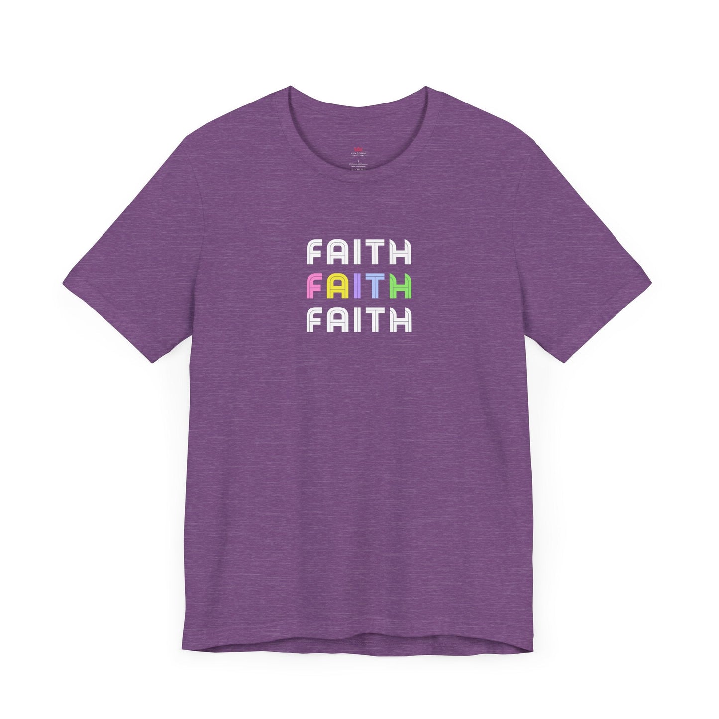 "Faith Rainbow Stacked Christian T-Shirt - Colorful Inspirational Graphic Tee for Women" - T-Shirt | Kingdom Outfitters