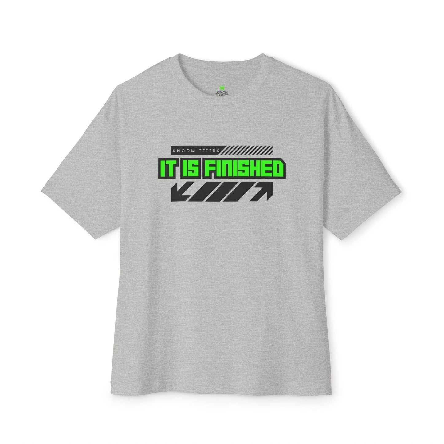 "It Is Finished T-Shirt - Bold Faith Statement Oversized Heavyweight Boxy Tee" - T-Shirt | Kingdom Outfitters
