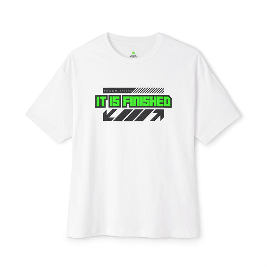 "It Is Finished T-Shirt - Bold Faith Statement Oversized Heavyweight Boxy Tee" - T-Shirt | Kingdom Outfitters