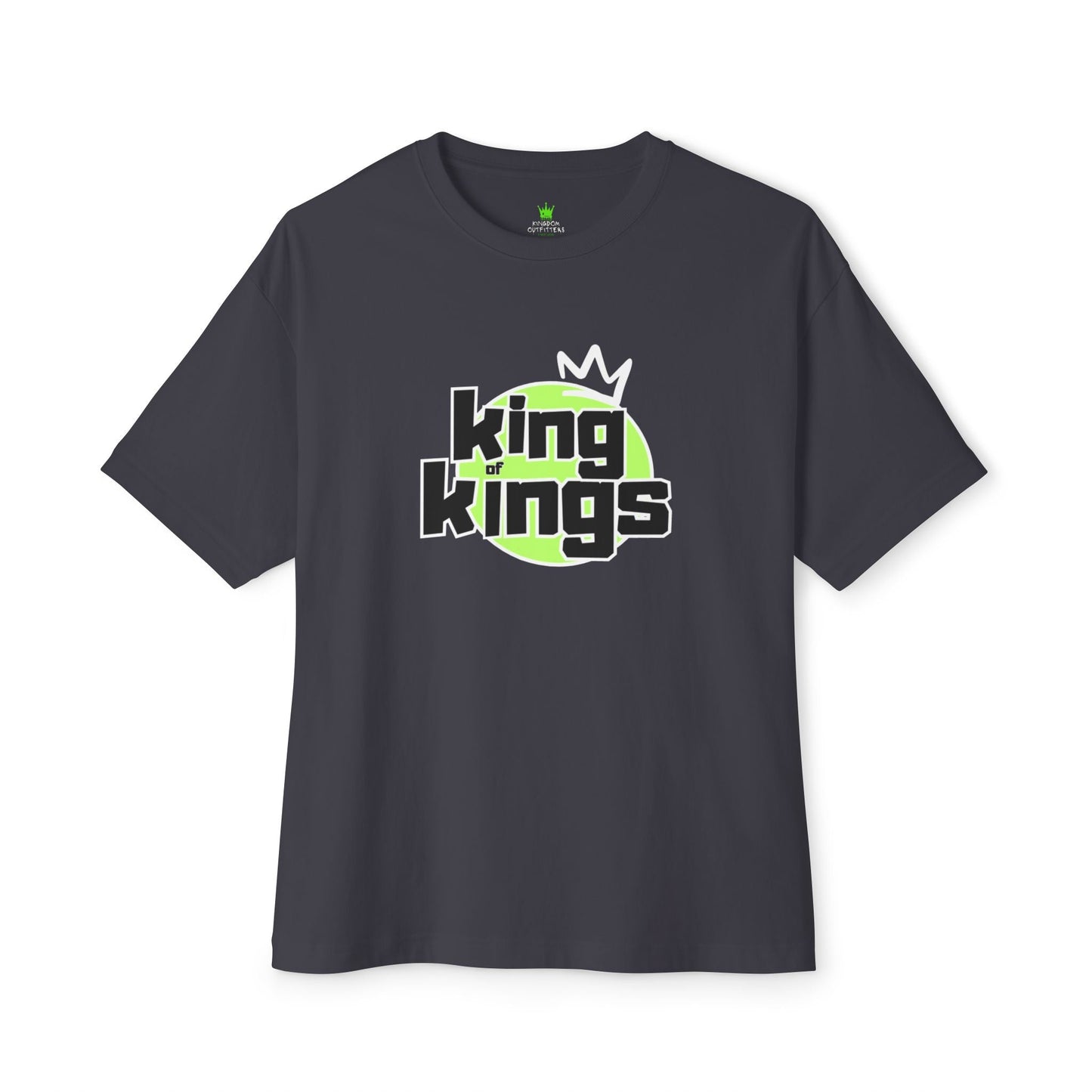 "King of Kings Oversized Drop Shoulder Heavyweight Boxy Christian T-Shirt - Bold Faith Statement Tee for Men & Women" - T-Shirt | Kingdom Outfitters