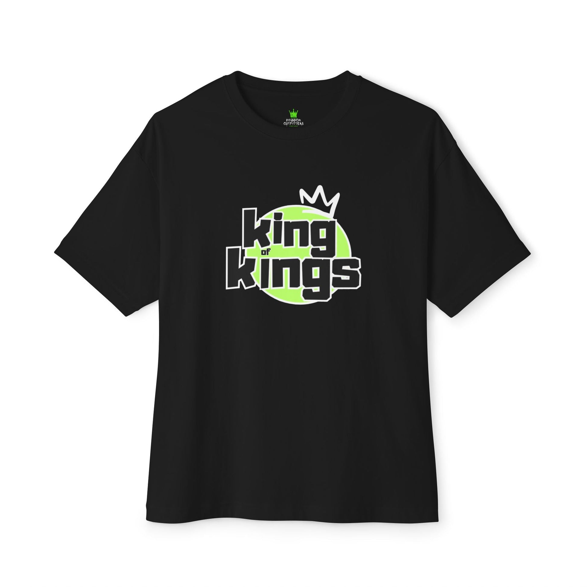 "King of Kings Oversized Drop Shoulder Heavyweight Boxy Christian T-Shirt - Bold Faith Statement Tee for Men & Women" - T-Shirt | Kingdom Outfitters