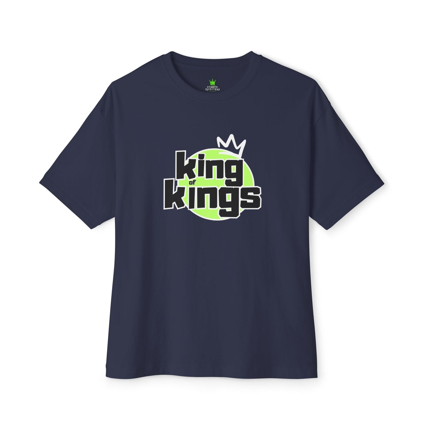 "King of Kings Oversized Drop Shoulder Heavyweight Boxy Christian T-Shirt - Bold Faith Statement Tee for Men & Women" - T-Shirt | Kingdom Outfitters