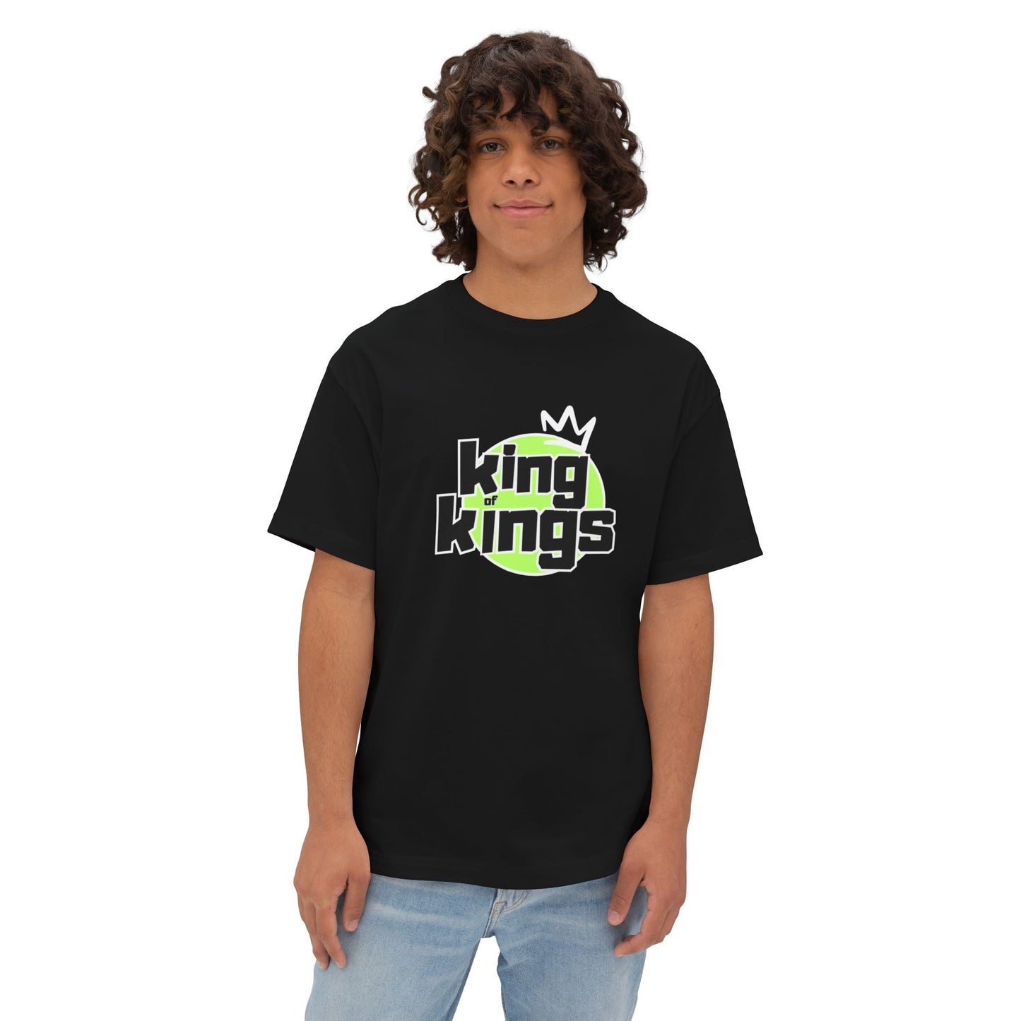 "King of Kings Oversized Drop Shoulder Heavyweight Boxy Christian T-Shirt - Bold Faith Statement Tee for Men & Women" - T-Shirt | Kingdom Outfitters