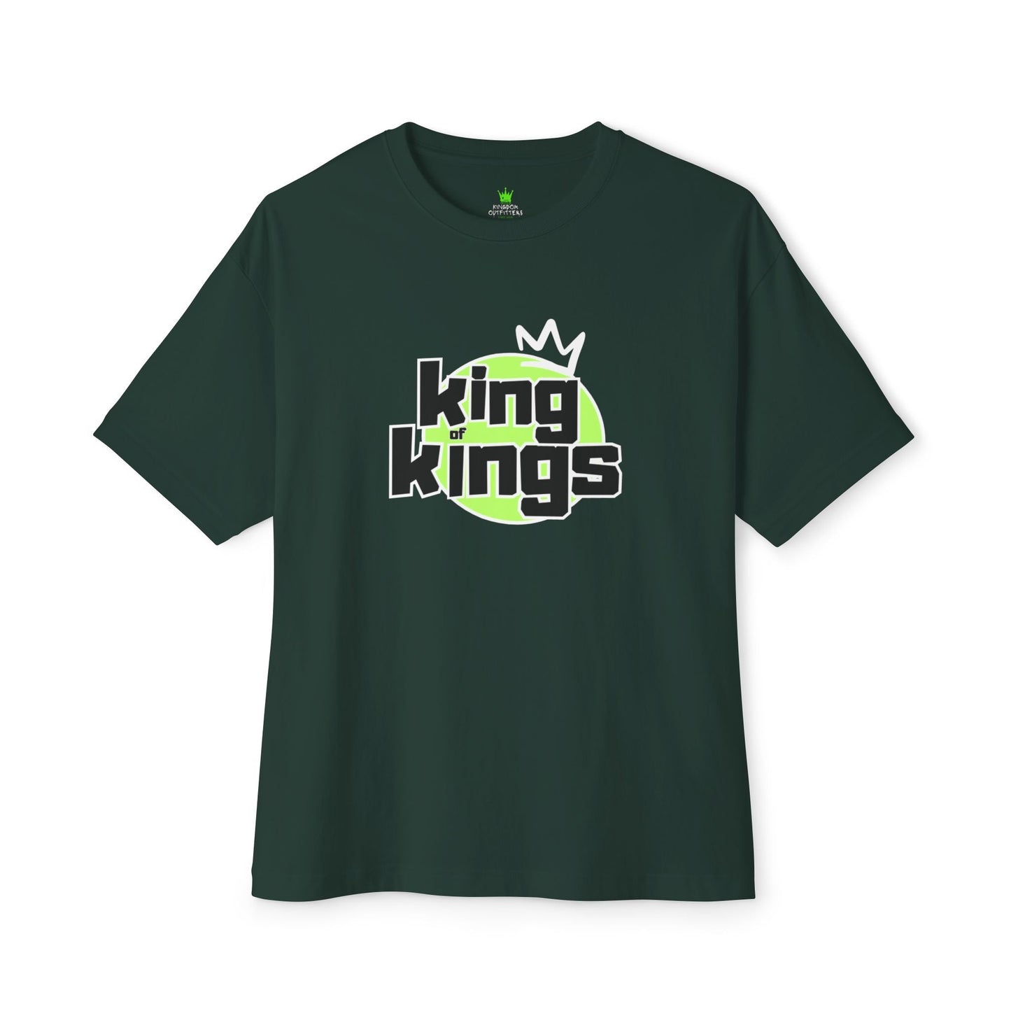 "King of Kings Oversized Drop Shoulder Heavyweight Boxy Christian T-Shirt - Bold Faith Statement Tee for Men & Women" - T-Shirt | Kingdom Outfitters