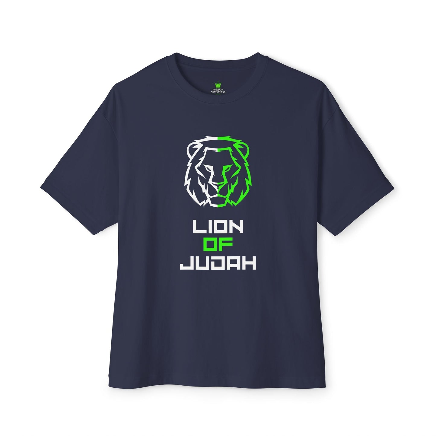"Lion of Judah Oversized Drop Shoulder Heavyweight Boxy T-Shirt - Bold Faith Statement Tee" - T-Shirt | Kingdom Outfitters