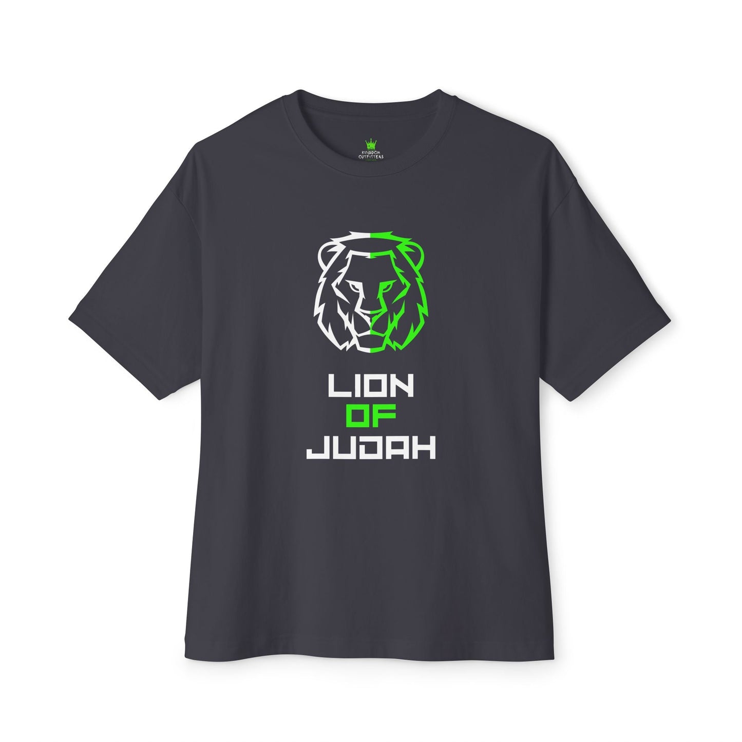 "Lion of Judah Oversized Drop Shoulder Heavyweight Boxy T-Shirt - Bold Faith Statement Tee" - T-Shirt | Kingdom Outfitters