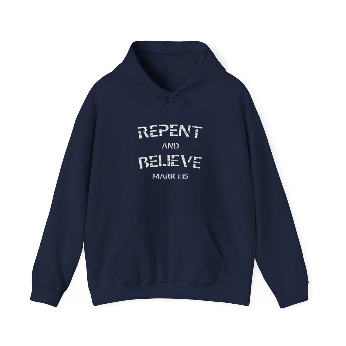 "Repent and Believe Hoodie - Bold Faith Statement Pullover Hoodie Sweatshirt" - Hoodie | Kingdom Outfitters